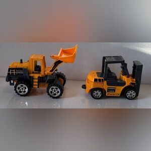 2 Construction vehicles Forklift and Bulldozer Toys Cake topper Cars